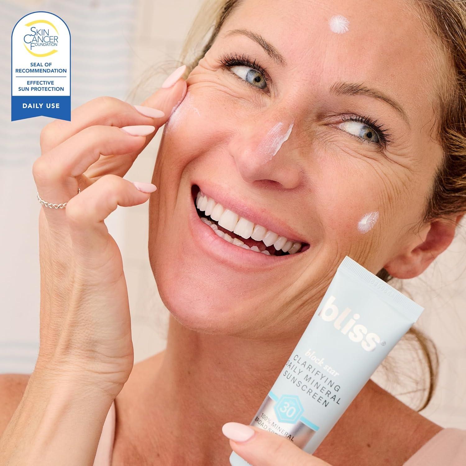 imageBliss Block Star SPF 30 Daily Tinted Mineral Sunscreen with Zinc Oxide  All Skin Tones  100 Mineral Broad Spectrum Sunscreen with Titanium Dioxide ampamp Antioxidant Blend 14 fl ozBlock Star Clarifying SPF