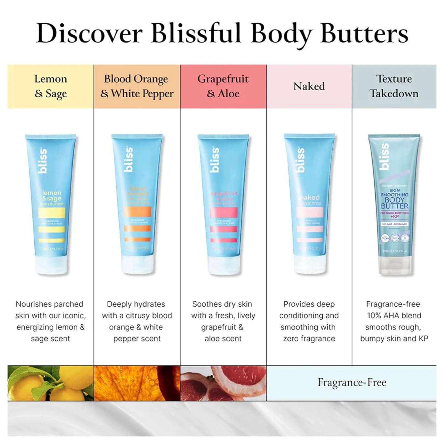 imageBliss Body Butter  Grapefruit and Aloe  Maximum Moisture Cream  67 Fl Oz  Body Lotion for Dry Skin  LongLasting Moisturizer for Women ampamp Men  Vegan and CrueltyFreeLemon  Sage