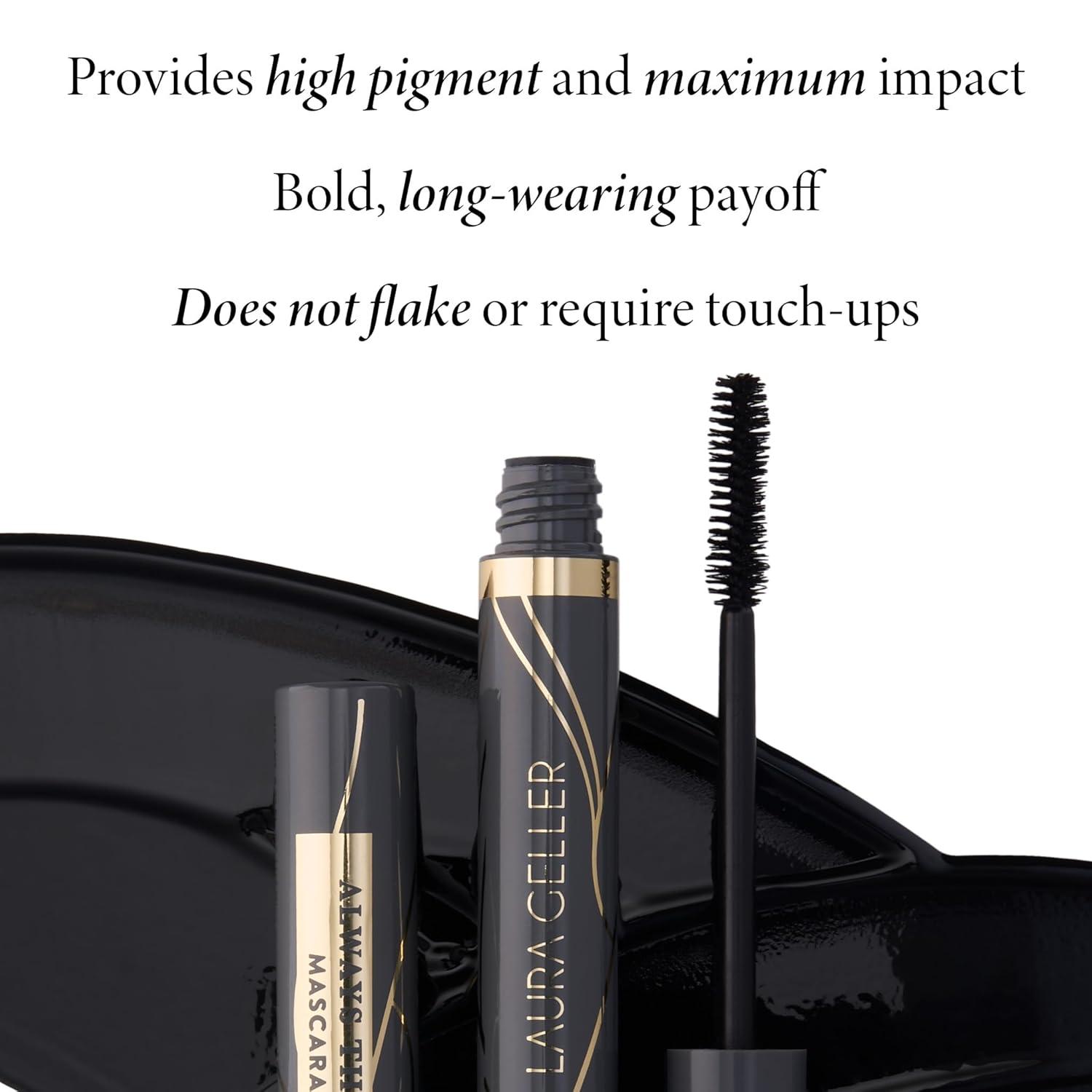 imageLAURA GELLER NEW YORK Always There Lengthening Mascara in Black  Defining Curling Buildable Formula Eye Makeup Innovative Lengthening Brush  1 count037 Fl Oz Pack of 1