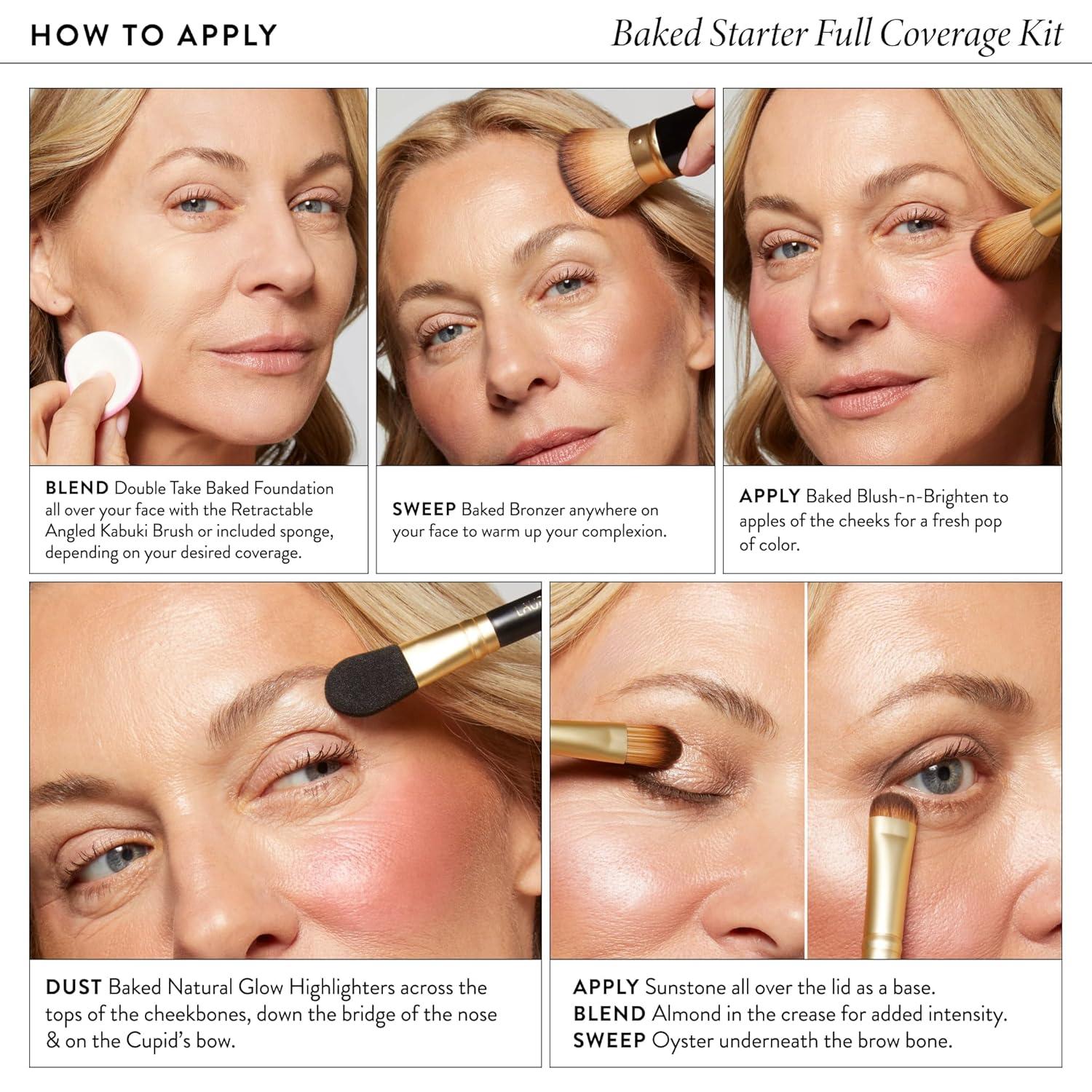 imageLAURA GELLER NEW YORK Baked Starter Kit  Full Coverage Double Take Powder Foundation  Best of the Best Face Palette  Retractable Angled Kabuki Brush 07 Deep08 Deep