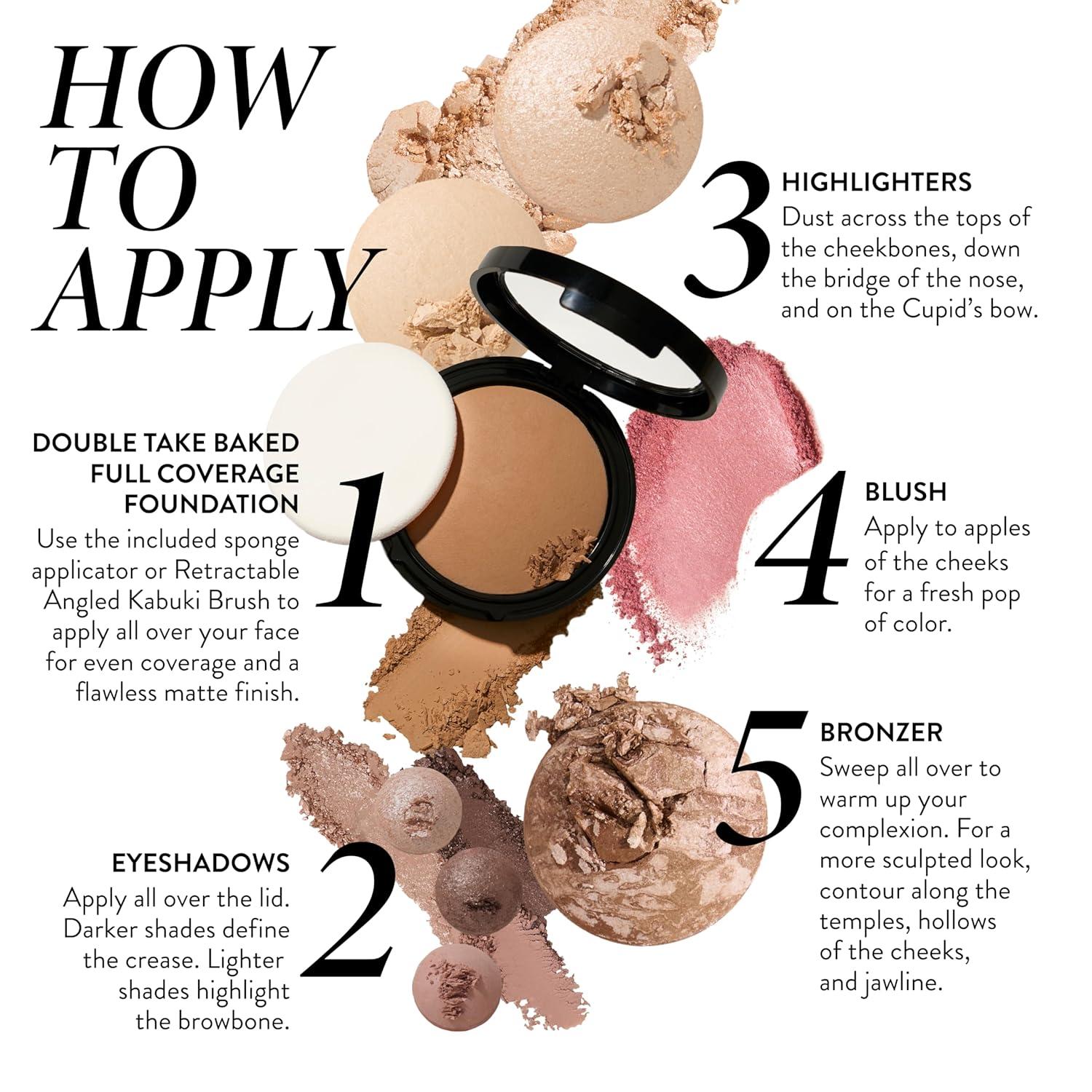 imageLAURA GELLER NEW YORK Baked Starter Kit  Full Coverage Double Take Powder Foundation Medium and Best of the Best Face Palette and Retractable Angled Kabuki Brush