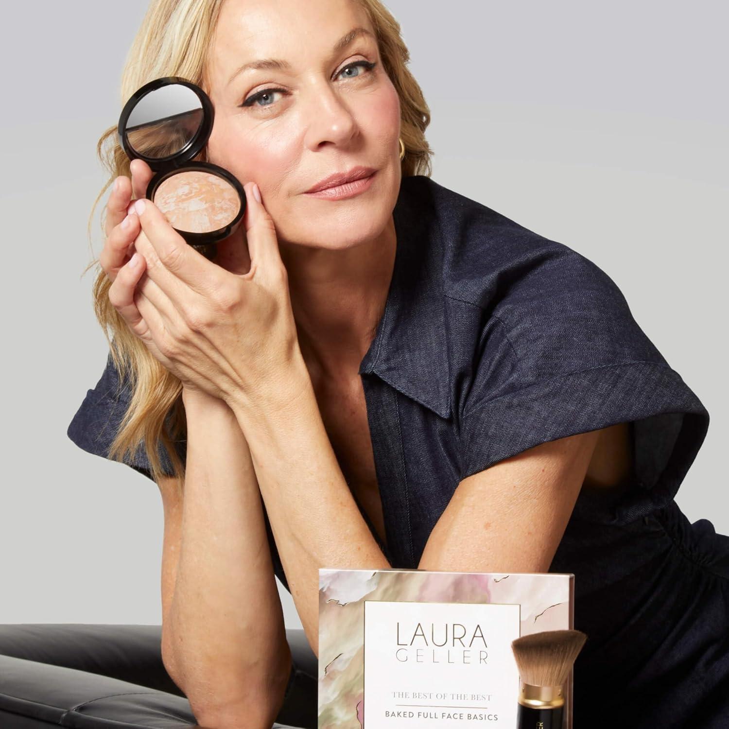 imageLAURA GELLER NEW YORK Baked Starter Kit Fair Best of the Best Full Face Palette  Baked BalancenBrighten Powder Foundation  Retractable Angled Kabuki Brush SetGolden Medium