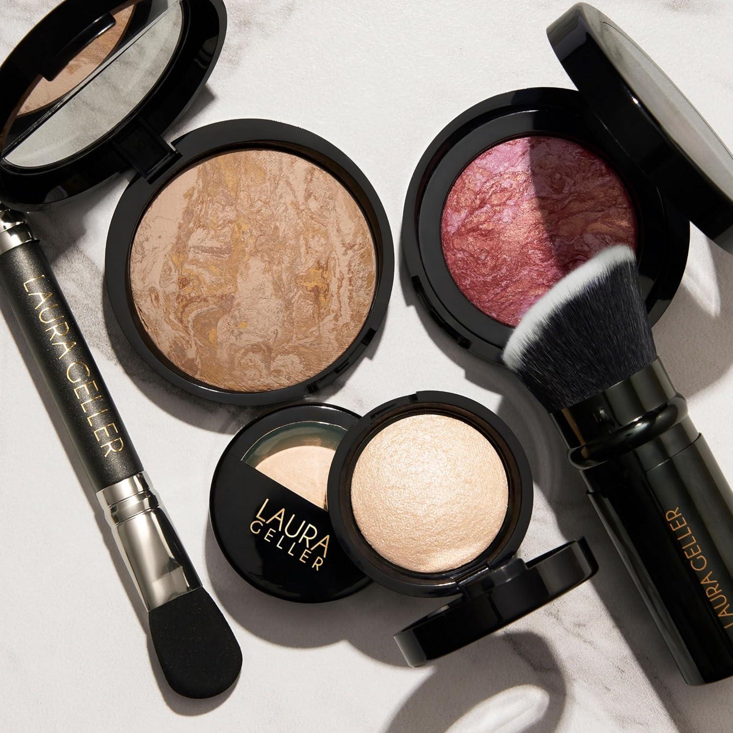 imageLAURA GELLER NEW YORK Daily Routine Kit 4 PC BalanceNBrighten Foundation Golden Medium  Retractable Kabuki Brush  BlushNBrighten Tropic Hues  Original Baked Highlighter French Vanilla07 Tan  Tropic Hues  French Vanilla