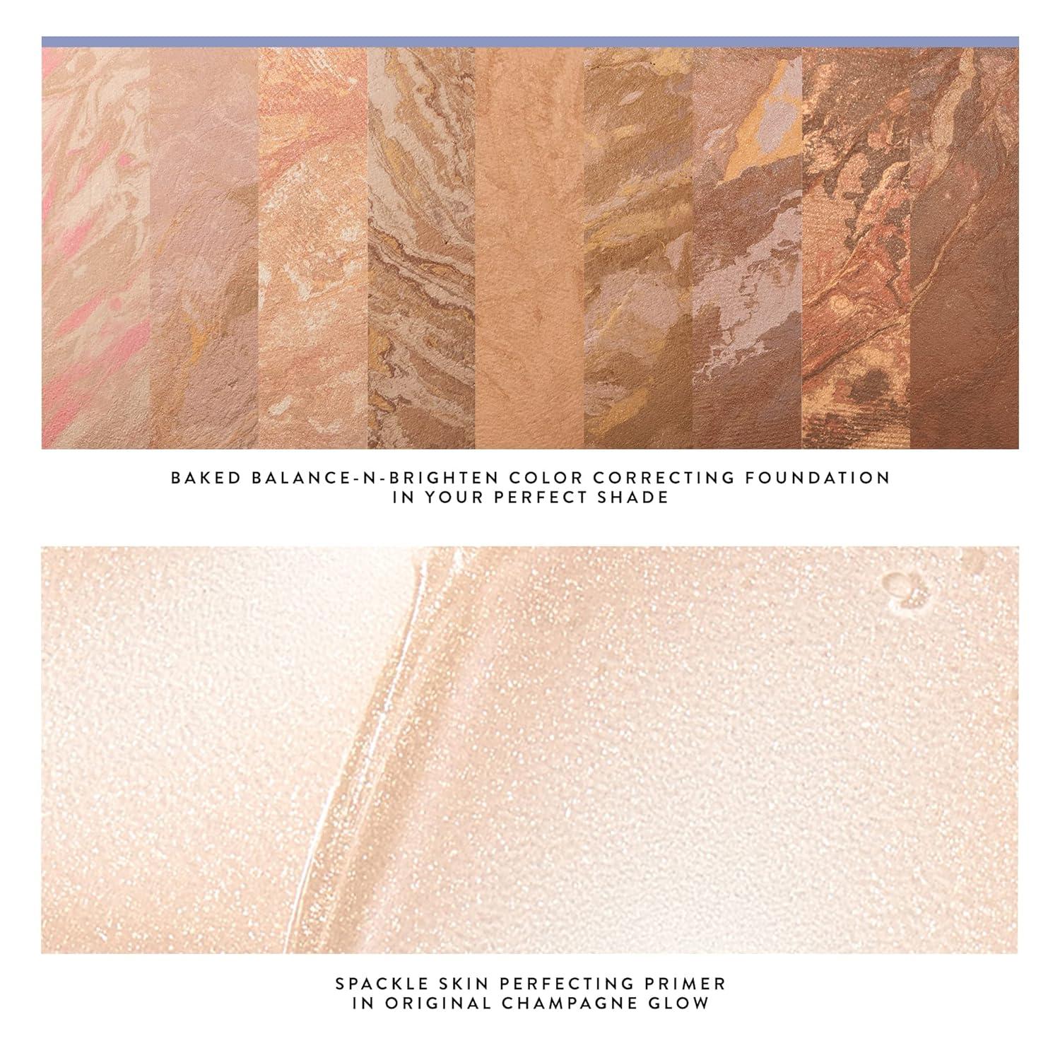 imageLAURA GELLER NEW YORK Everyday Routine Kit  Baked BalanceNBrighten Color Correcting Powder Foundation Medium  Retractable Angled Kabuki  Spackle Makeup Primer Champagne Glow 3 PC07 Tan  Champagne Glow