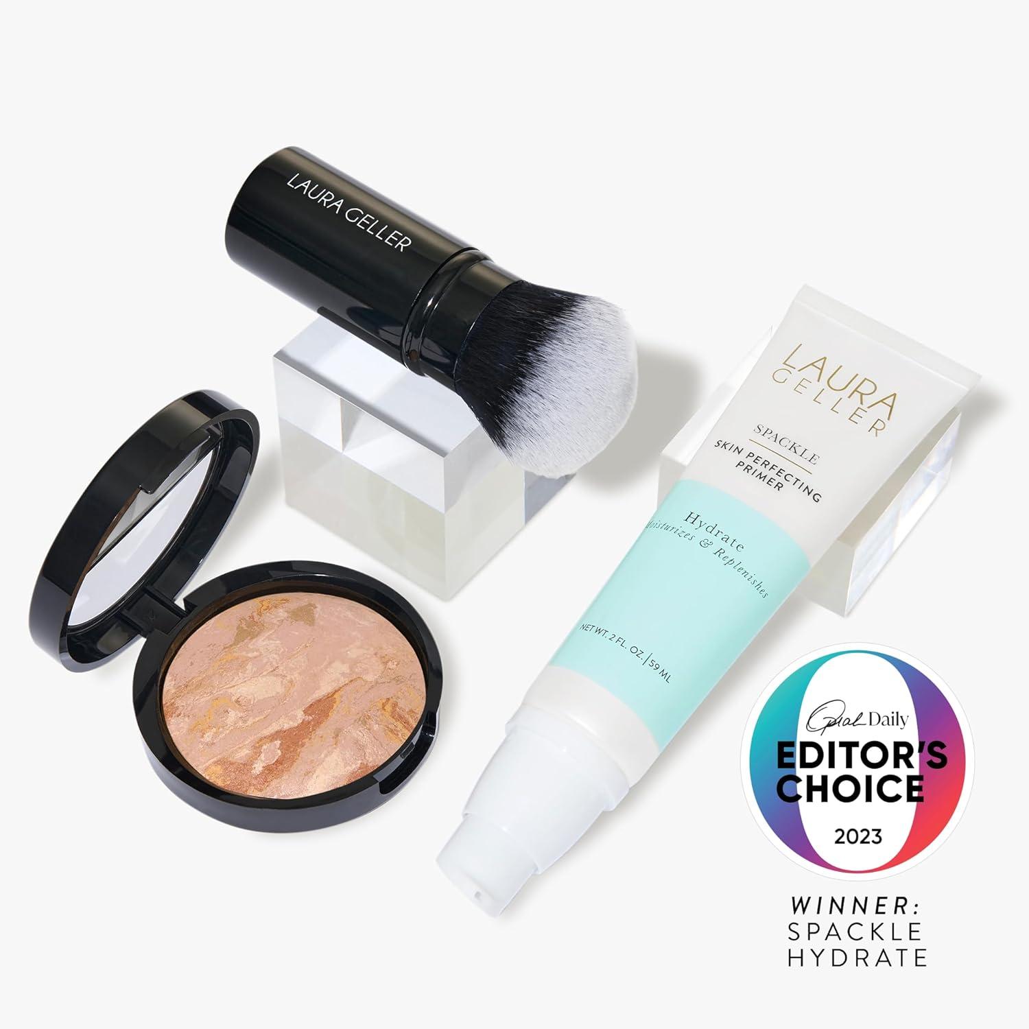 imageLAURA GELLER NEW YORK Face the day Kit 3 PC  BalancenBrighten Foundation Fair  Spackle Skin Perfecting Primer Hydrate  Airbrush Round Kabuki Brush