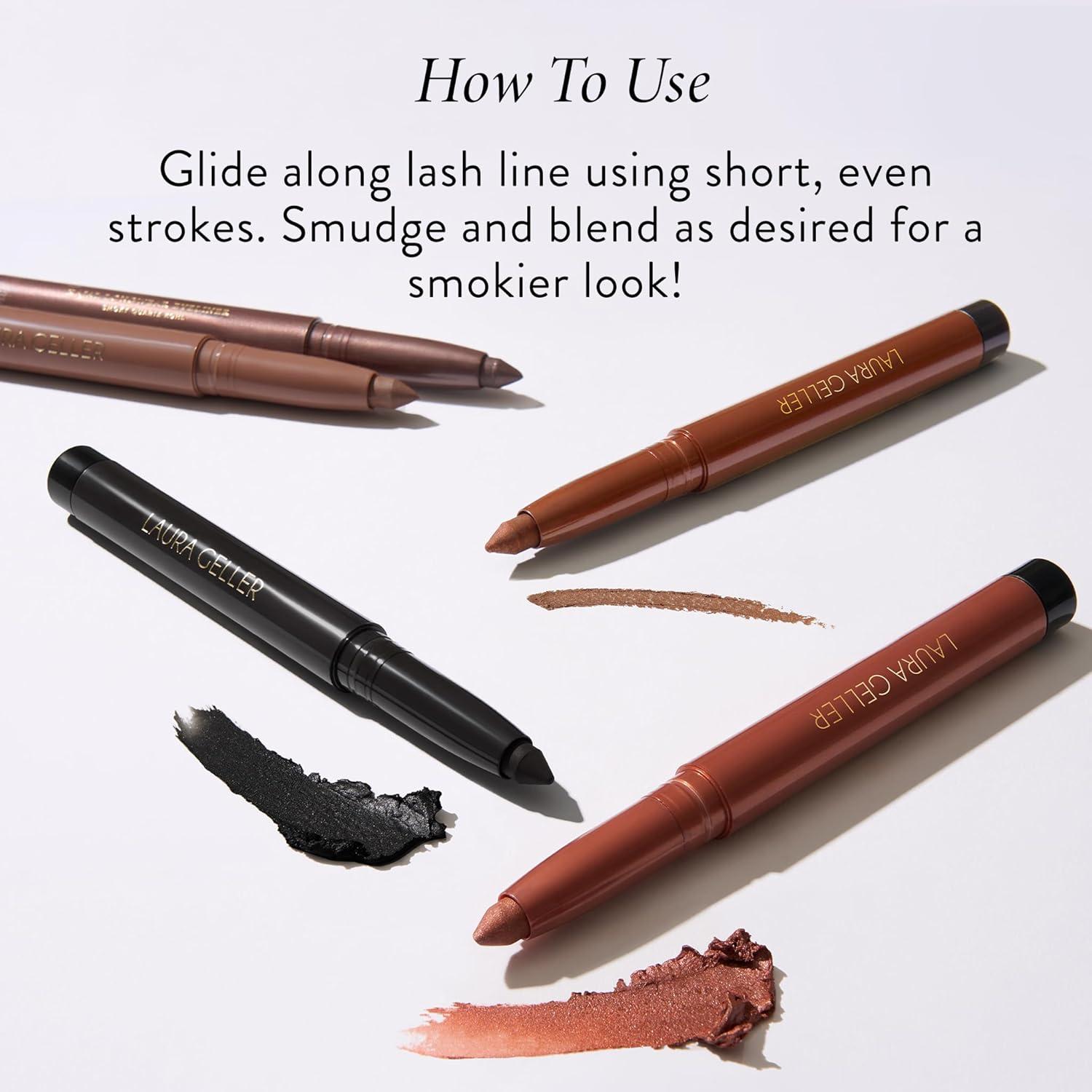 imageLAURA GELLER NEW YORK Kajal Longwear Kohl Eyeliner Pencil Duo  Deep Black ampamp Smoky Taupe  Caffeine and Vitamin E  Smooth ampamp Blendable Liner  BuiltIn Sharpener12 Khaki