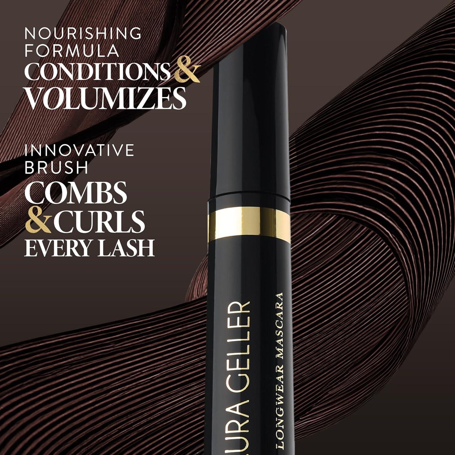 imageLAURA GELLER NEW YORK Kajal Longwear Mascara  Lengthening Defining Curling Buildable Formula Eye Makeup  Innovative Curling Brush  1 count02 Brown