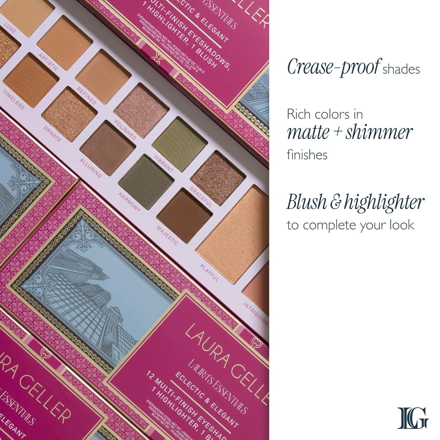 imageLAURA GELLER NEW YORK Lauras Essentials Eclectic ampamp Elegant Eyeshadow and Face Palette  Includes Eyeshadows Blush and Highlighter for Easy Full Face Makeup For Mature Skin and All Skin Tones