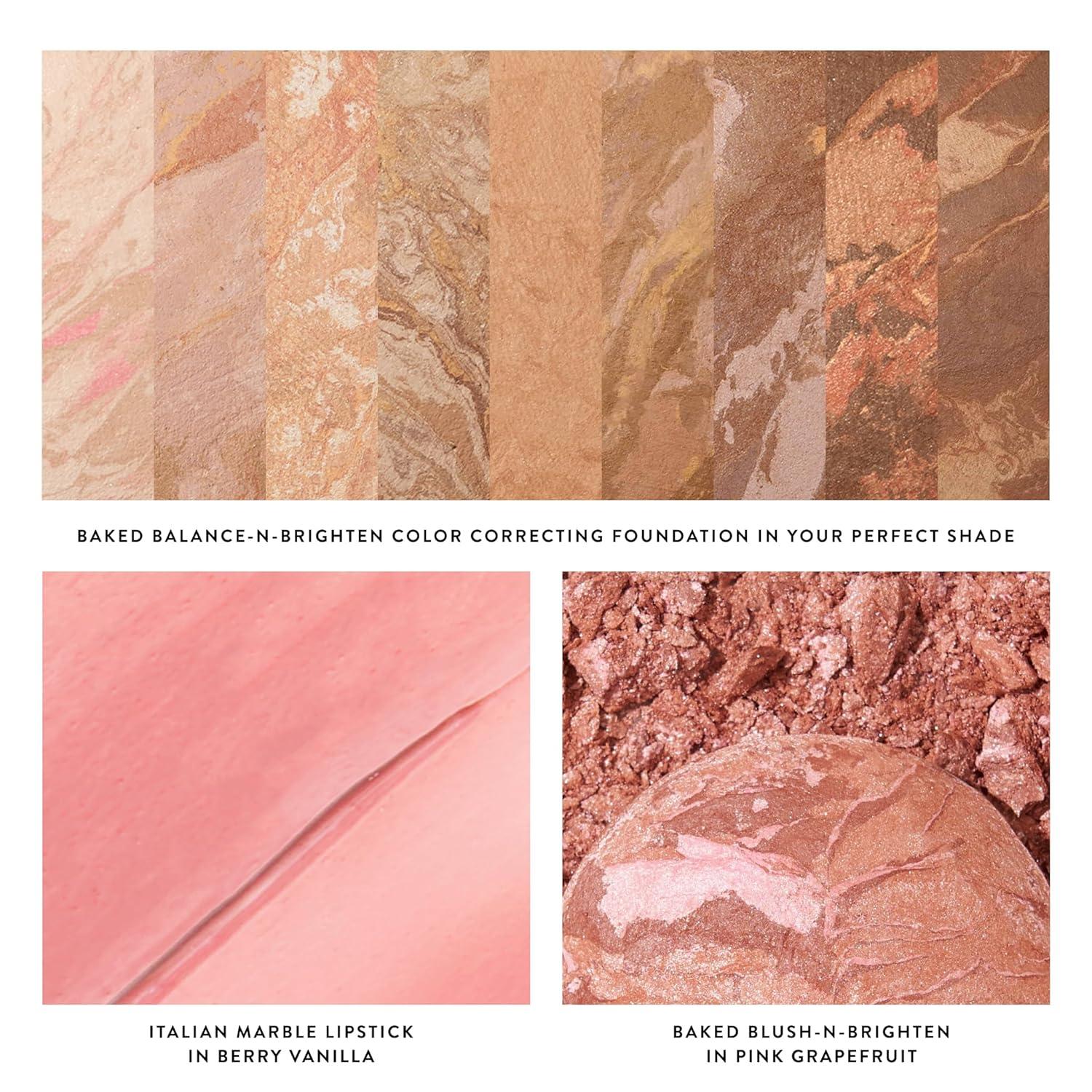 imageLAURA GELLER NEW YORK Marble Magic Kit Baked BalancenBrighten Powder Foundation Fair  Baked BlushnBrighten Pink Buttercream  Italian Marble Lipstick Berry VanillaDeep