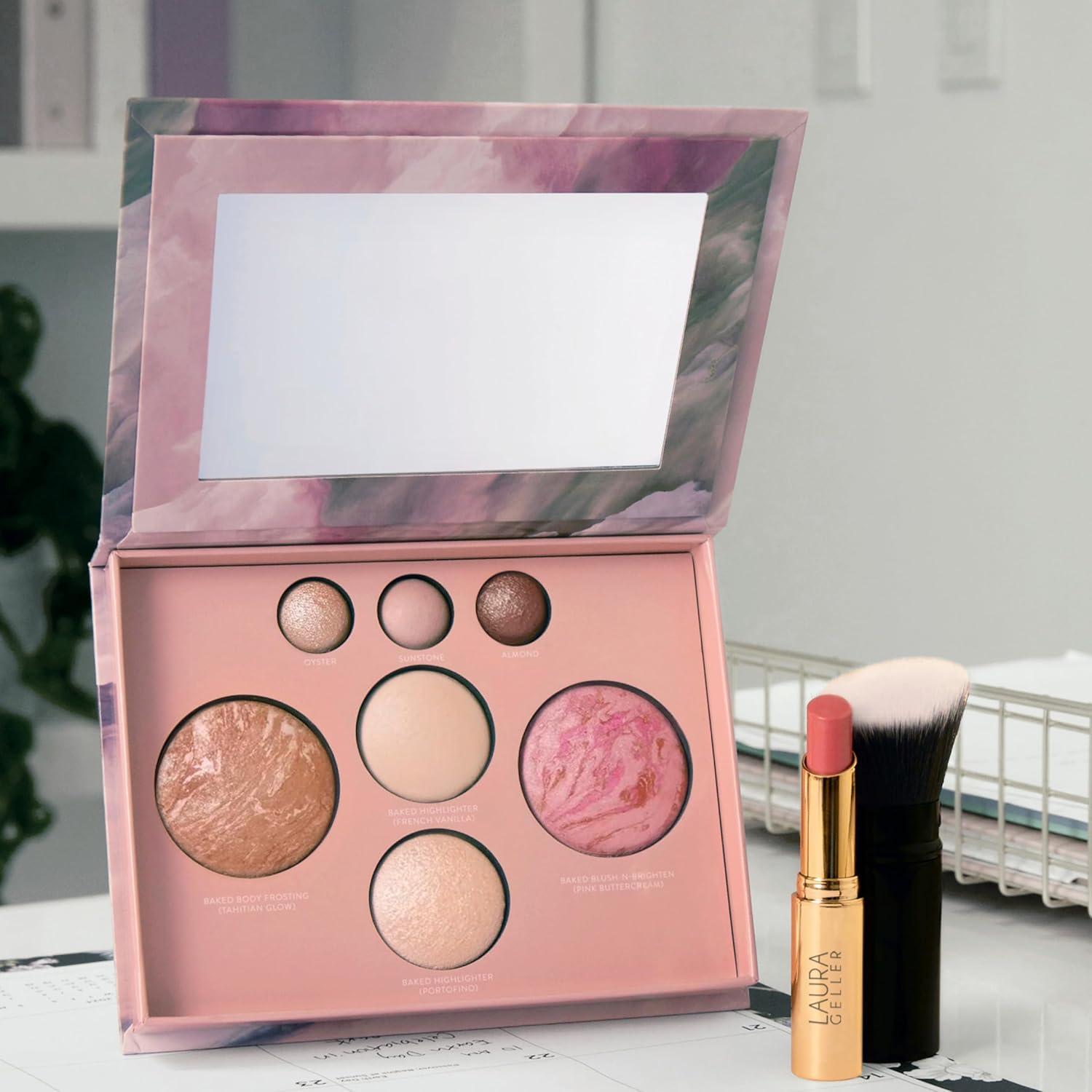 imageLAURA GELLER NEW YORK Own Your Age Kit Best of the Best Palette  Jelly Balm Tinted Lip Color Figger Than Life  Retractable Angled Kabuki Brush