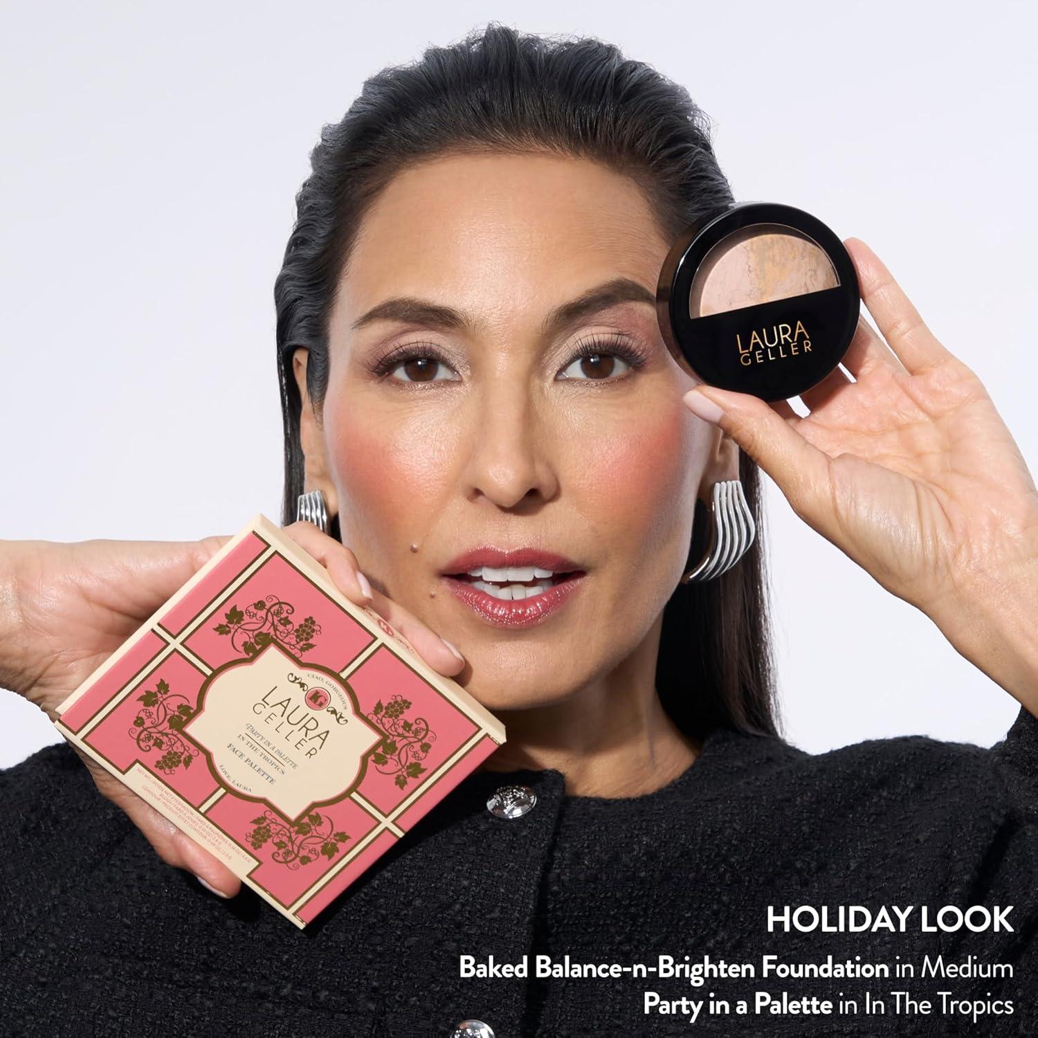 imageLAURA GELLER NEW YORK Party in a Palette Ready to Jetset  Baked BalancenBrighten Powder Foundation Tan08 Deep