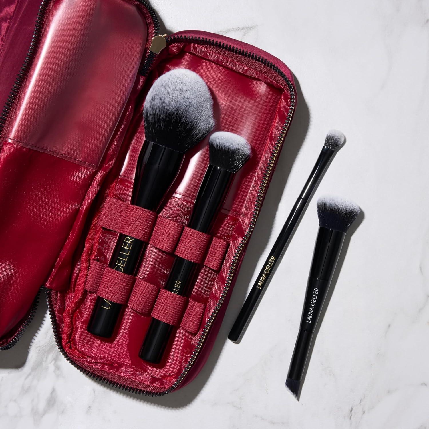 imageLAURA GELLER NEW YORK Quilted Makeup Bag with Brush Case Burgundy  Toiletry Bag Organizer for Travel  Large Capacity Full Size Makeup Bag  Easy to CleanBurgundy