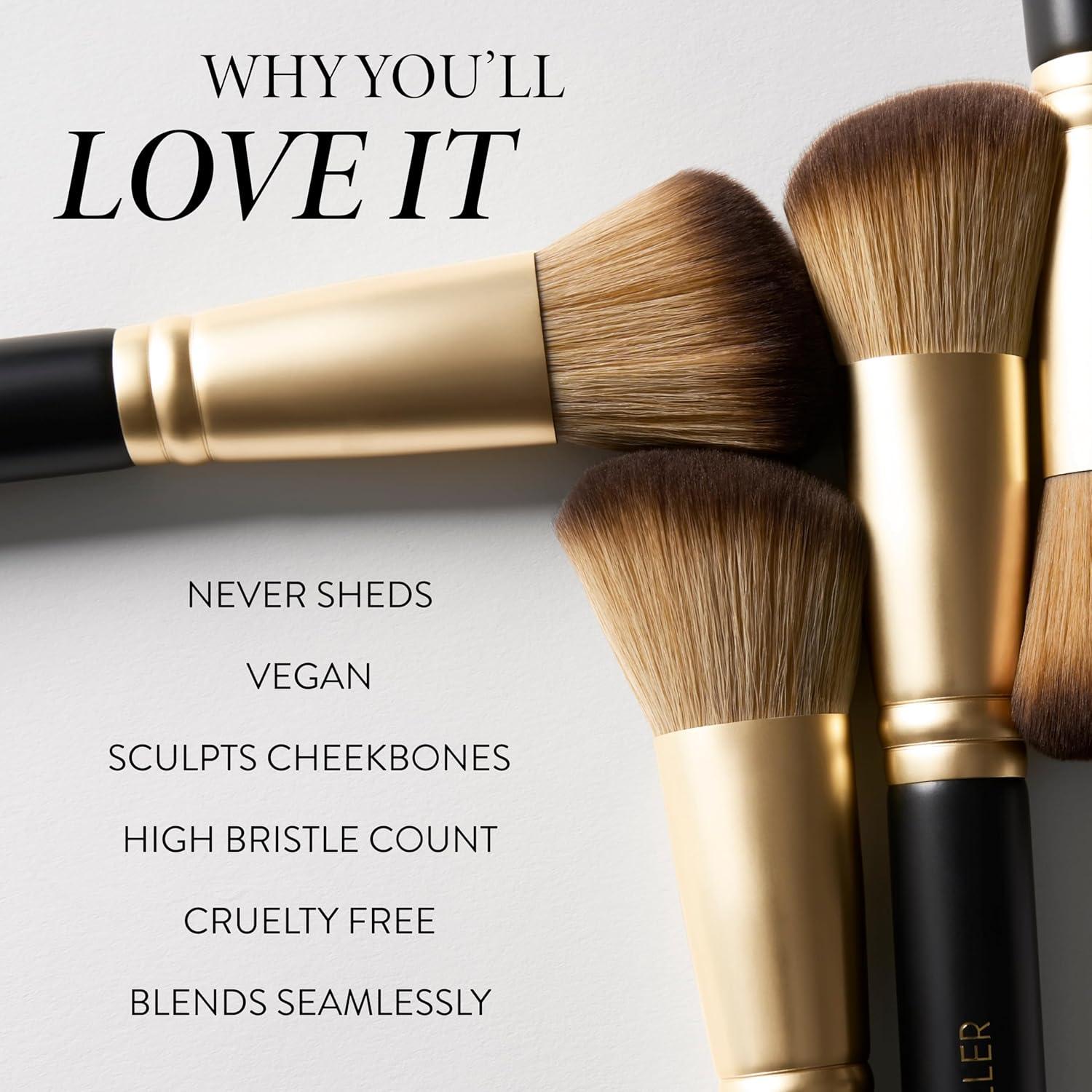 imageLAURA GELLER NEW YORK Retractable Black Kabuki Brush for Liquid Cream and Powder Face Makeup With Aluminum Handle04 Angled Blush Brush