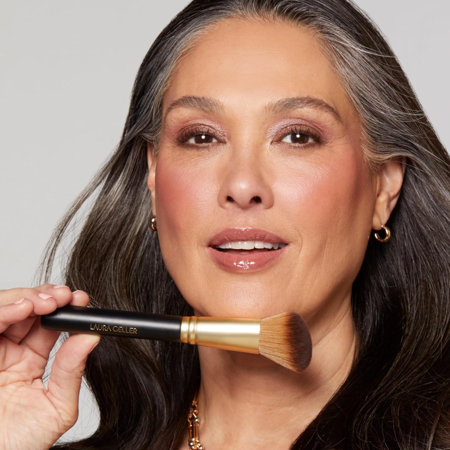 imageLAURA GELLER NEW YORK Retractable Black Kabuki Brush for Liquid Cream and Powder Face Makeup With Aluminum Handle04 Angled Blush Brush