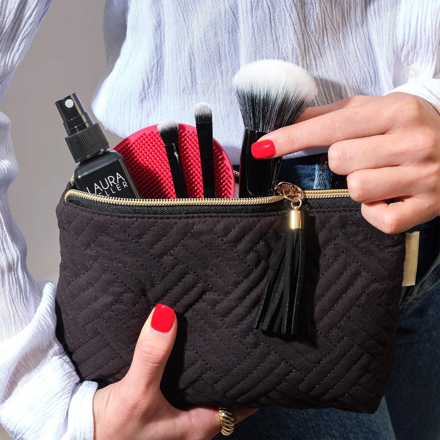 imageLAURA GELLER NEW YORK Retractable Black Kabuki Brush for Liquid Cream and Powder Face Makeup With Aluminum Handle07 Full Face Powder Makeup Brush