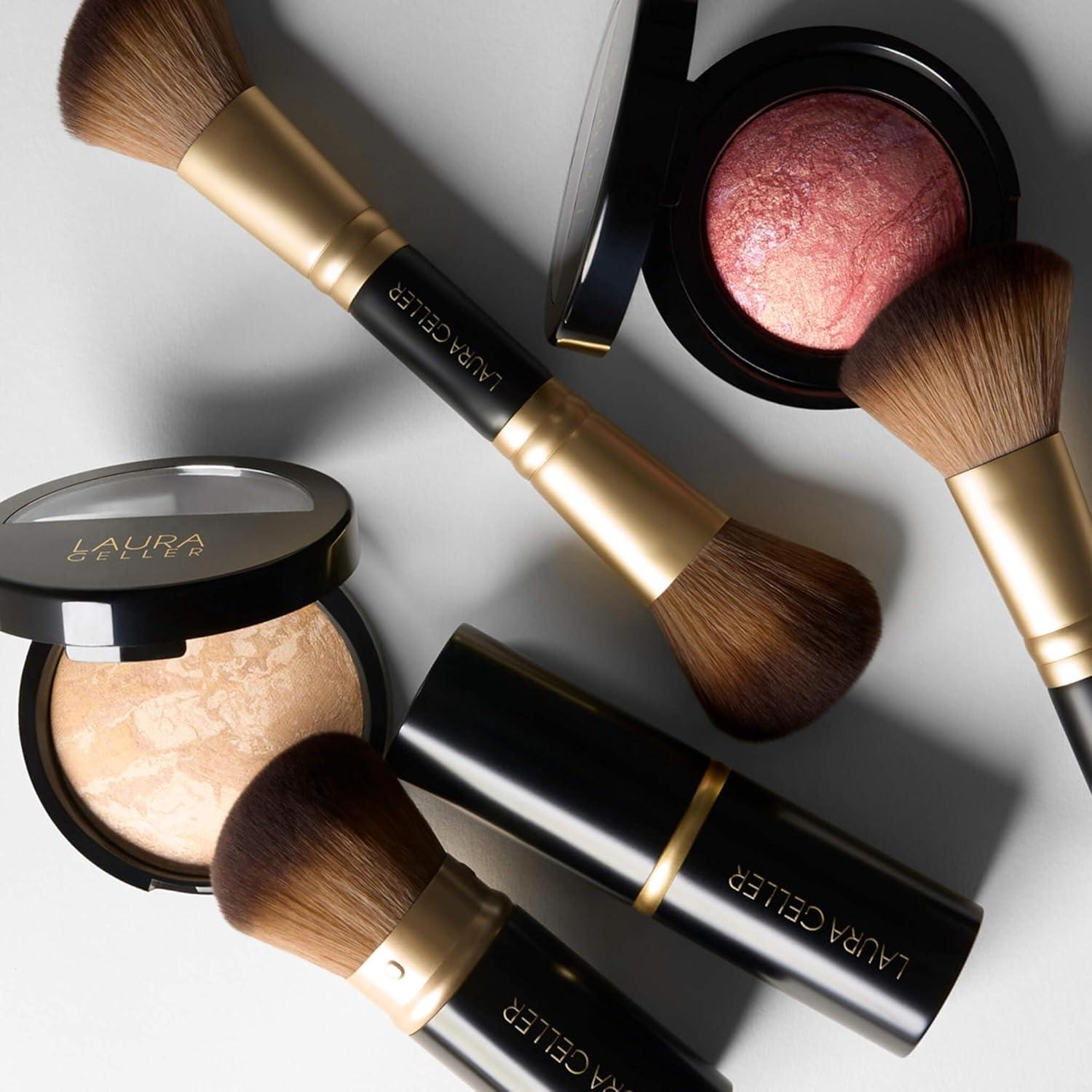 imageLAURA GELLER NEW YORK Retractable Black Kabuki Brush for Liquid Cream and Powder Face Makeup With Aluminum Handle08 Face It All 2pc