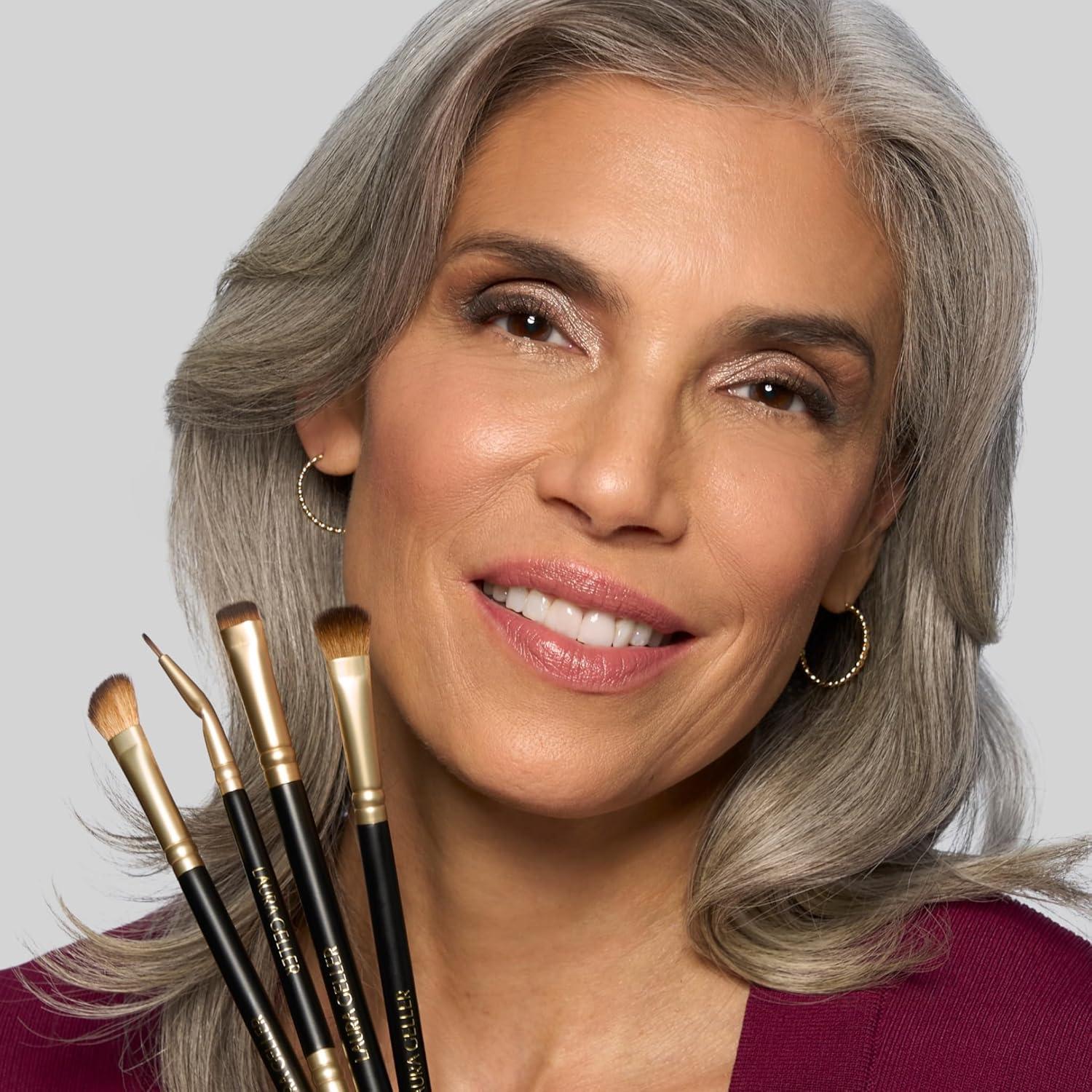 imageLAURA GELLER NEW YORK Retractable Black Kabuki Brush for Liquid Cream and Powder Face Makeup With Aluminum Handle18 Eyeshadow Brushes 4 Pack