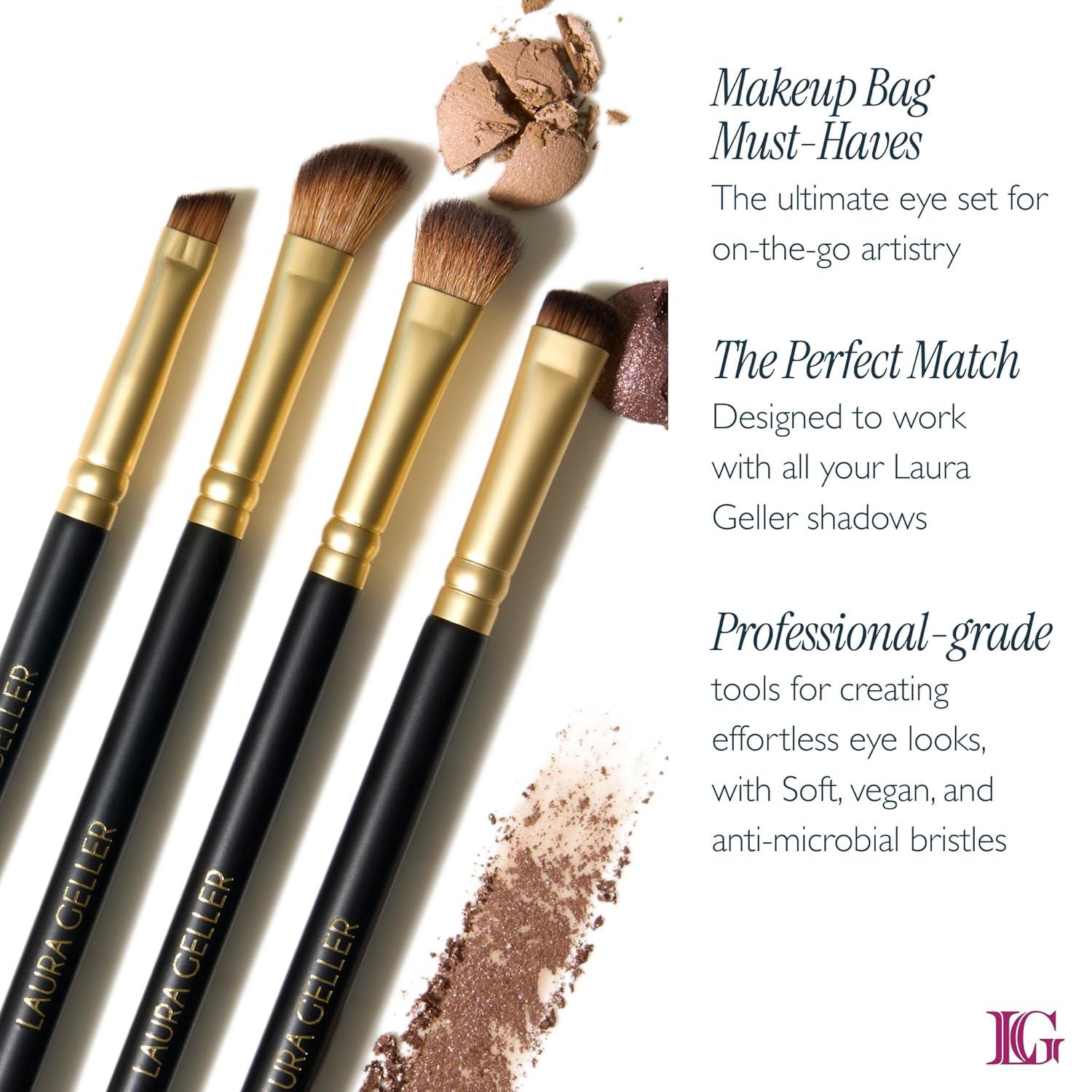 imageLAURA GELLER NEW YORK Retractable Black Kabuki Brush for Liquid Cream and Powder Face Makeup With Aluminum Handle18 Eyeshadow Brushes 4 Pack