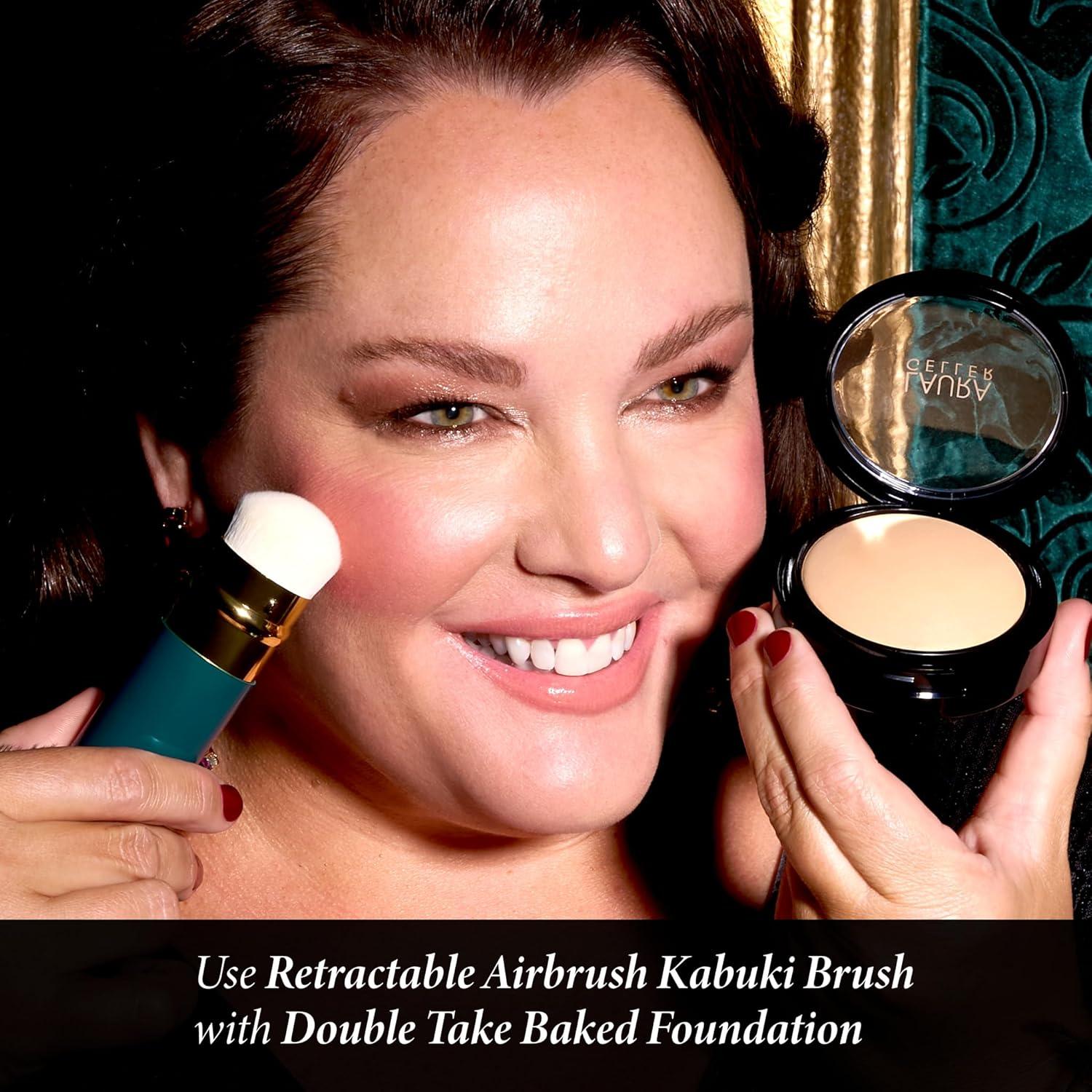 imageLAURA GELLER NEW YORK Retractable Black Kabuki Brush for Liquid Cream and Powder Face Makeup With Aluminum HandleBlending Beauties 2pc