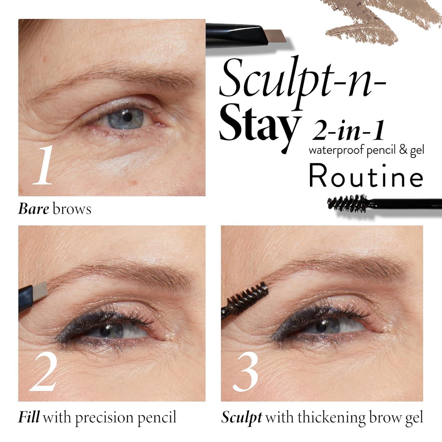 imageLAURA GELLER NEW YORK SculptnStay Clear Brow Gel  Eyebrow Setting Gel  Shapes and Sculpts  NonSticky FormulaDark Brown