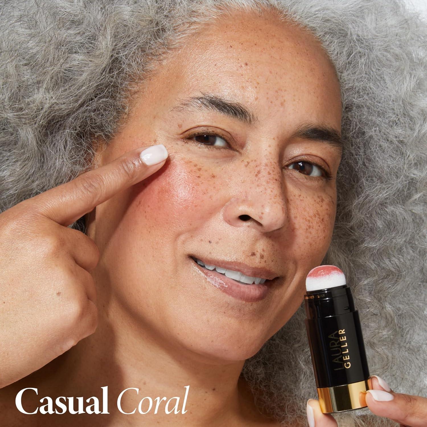 imageLAURA GELLER NEW YORK Serum Blush Tint Lightweight Liquid Blush for Cheeks Weightless Watercolor Sheer Finish Practical Pink08 Casual Coral