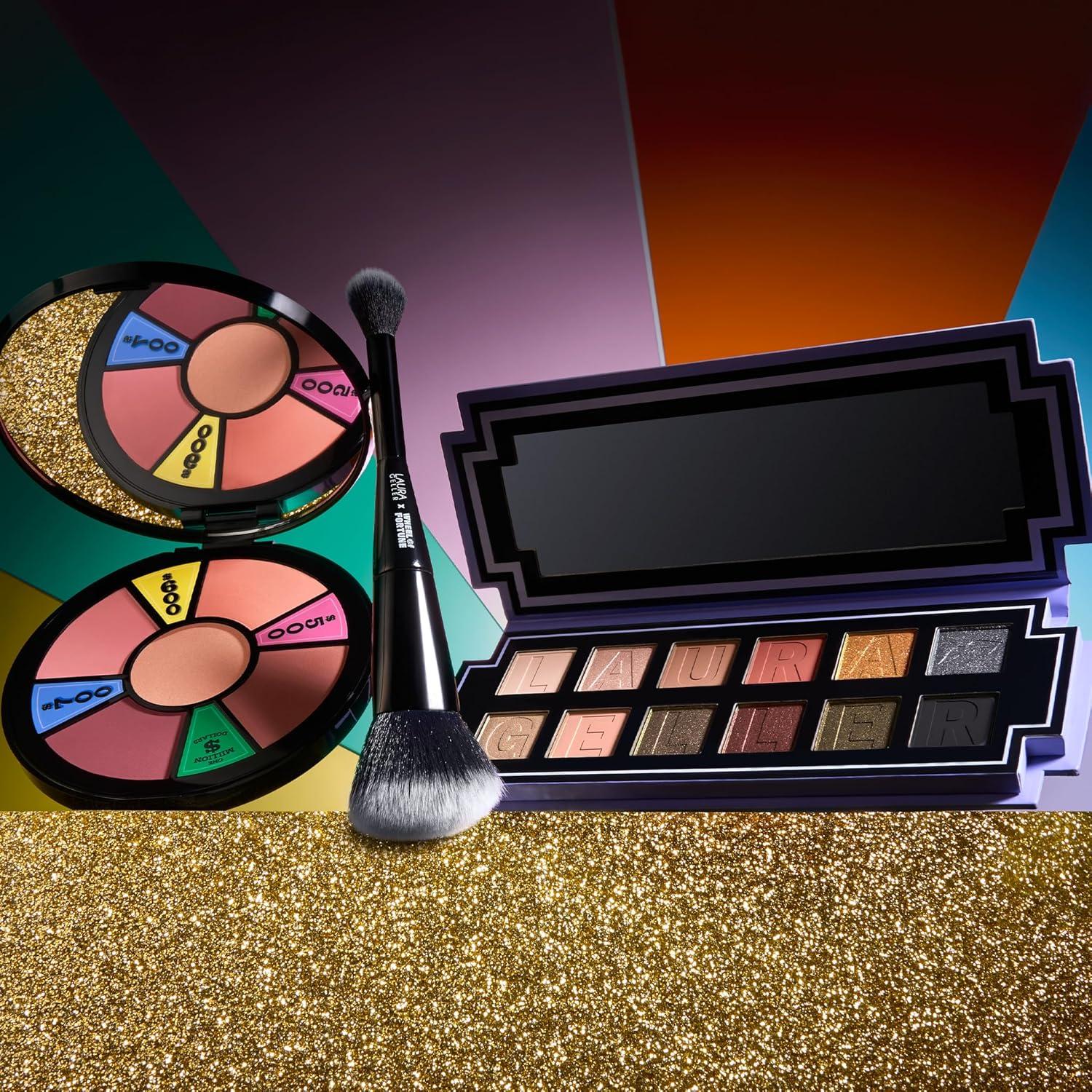 imageLAURA GELLER NEW YORK Wheel fo Fortune Eye and Cheek Palette Kit  Prizewinnig Eyes Eyeshadow Palette  Face the Day Blush Palette  DualEnded Brush