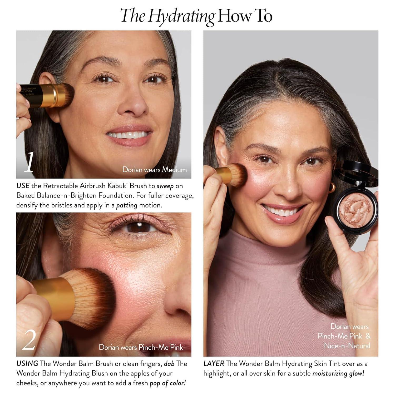 imageLAURA GELLER The Wonder Balm Heroes Kit 5PC  Hydrating Beauty Balm for Face  Retractable Angled Kabuki Brush  Wonder Brush  Baked BalancenBrighten Foundationmedium