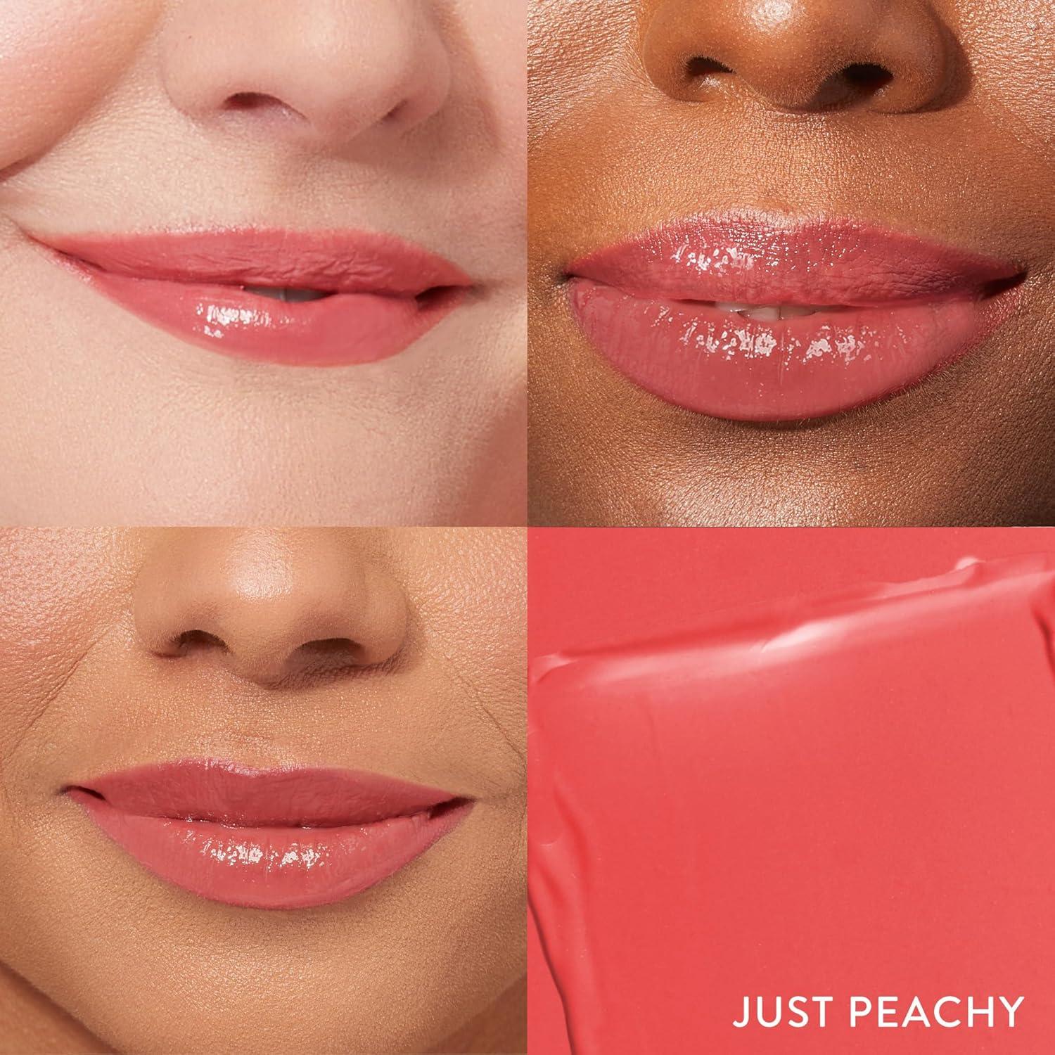 imageOwn Your Age Kit Best of the Best Palette  Jelly Balm Tinted Lip Color Just Peachy  Retractable Angled Kabuki Brush