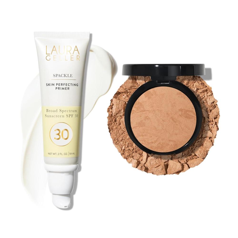 imageLAURA GELLER BrightennProtect Foundation and SPF Makeup Primer Set BalancenBrighten Golden Medium and Spackle SPF 30 Primer
