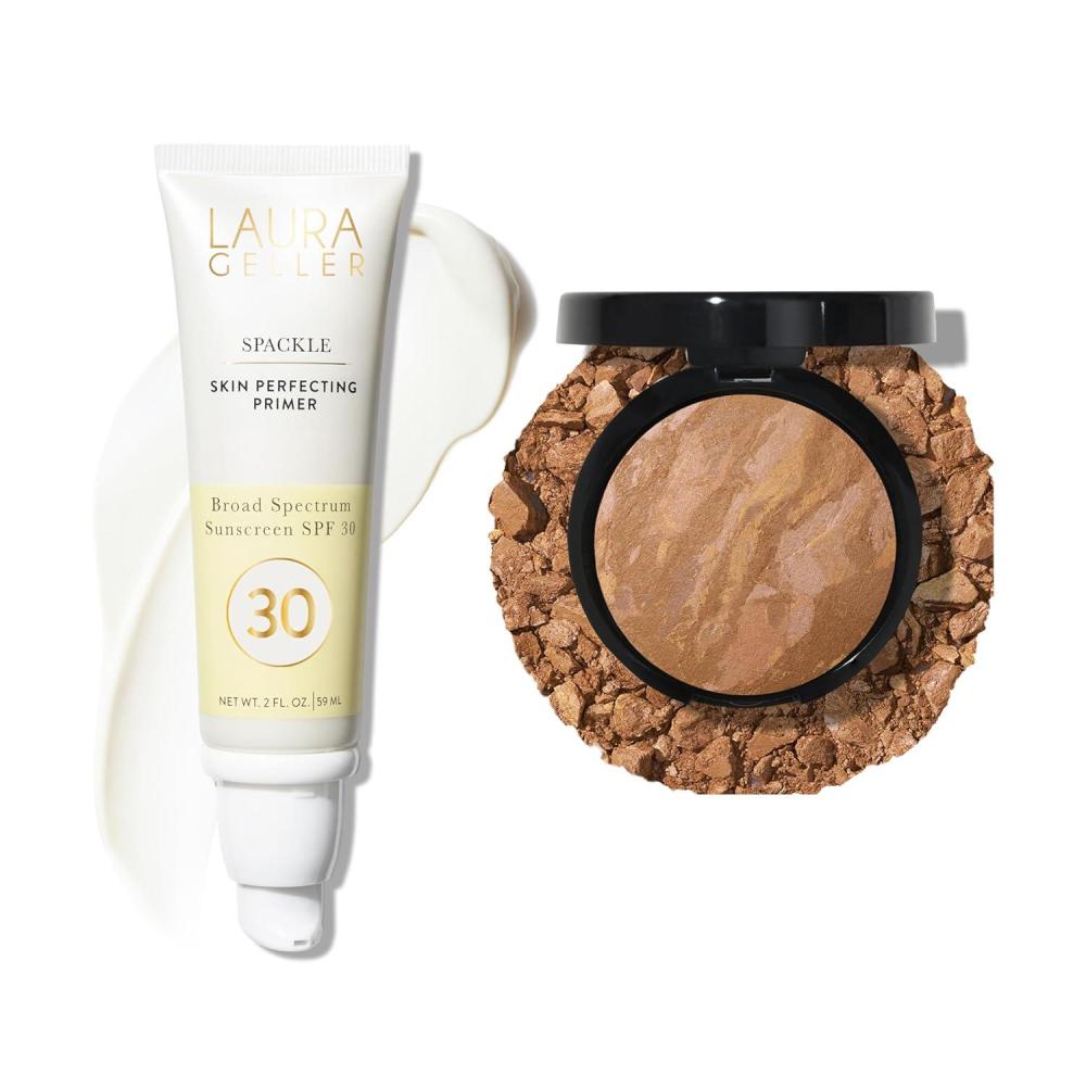 imageLAURA GELLER BrightennProtect Foundation and SPF Makeup Primer Set BalancenBrighten Sand and Spackle SPF 30 Primer
