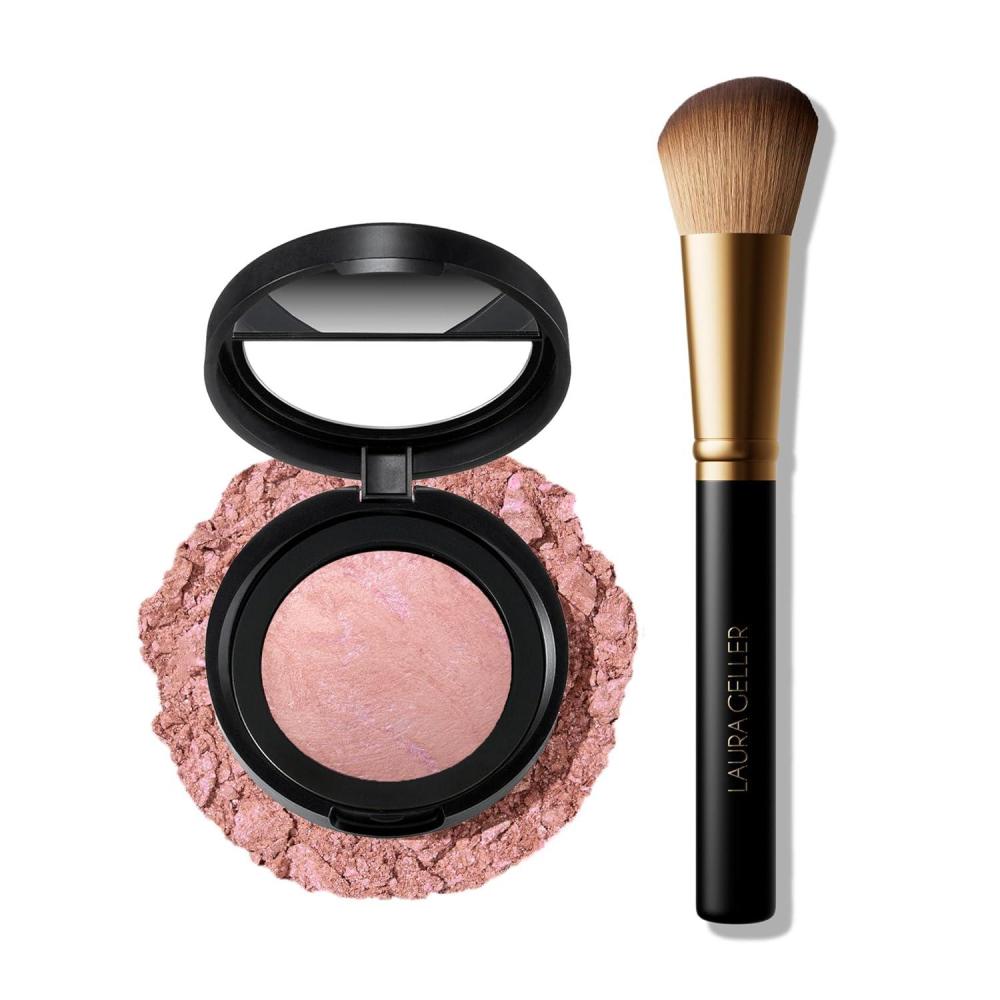imageLAURA GELLER NEW YORK Baked BlushnBrighten Marbleized Blush  Apricot Berry ampamp Angled Brush 2pc Set04 Ethereal Rose