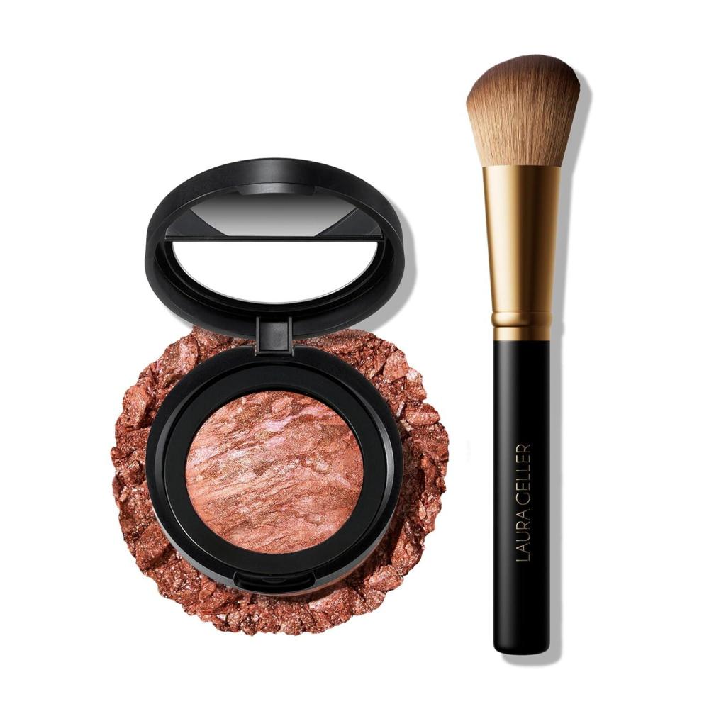 imageLAURA GELLER NEW YORK Baked BlushnBrighten Marbleized Blush  Apricot Berry ampamp Angled Brush 2pc Set05 Sunswept