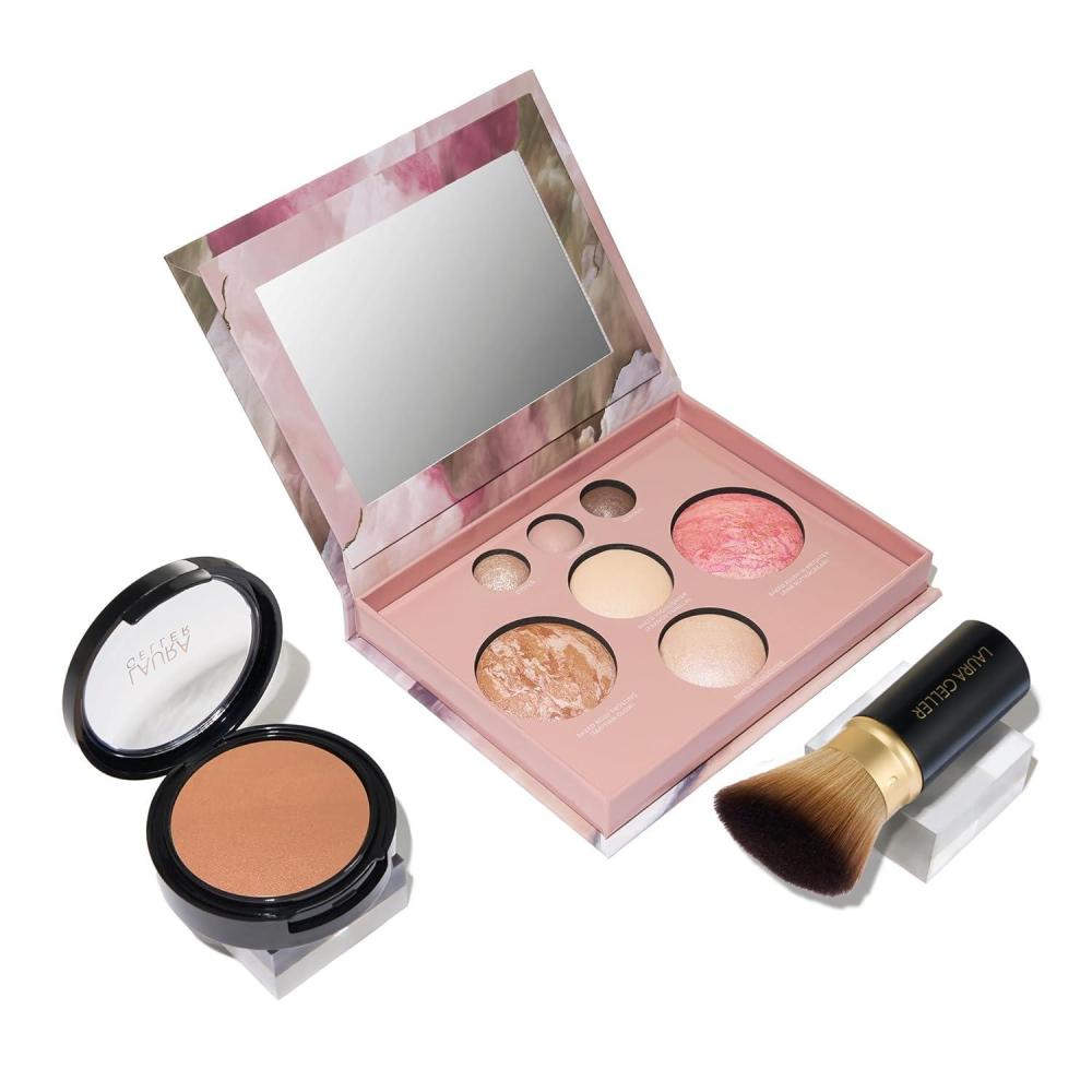 imageLAURA GELLER NEW YORK Baked Starter Kit  Full Coverage Double Take Powder Foundation Toffee and Best of the Best Face Palette and Retractable Angled Kabuki Brush