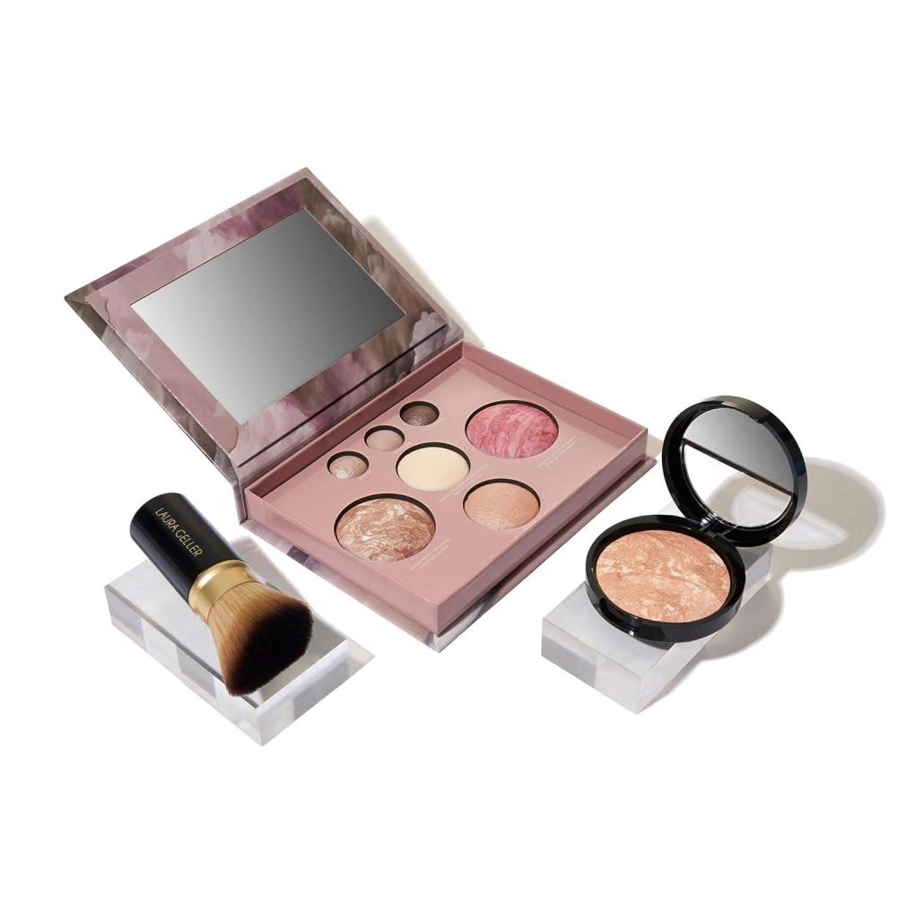 imageLAURA GELLER NEW YORK Baked Starter Kit Fair Best of the Best Full Face Palette  Baked BalancenBrighten Powder Foundation  Retractable Angled Kabuki Brush SetLight