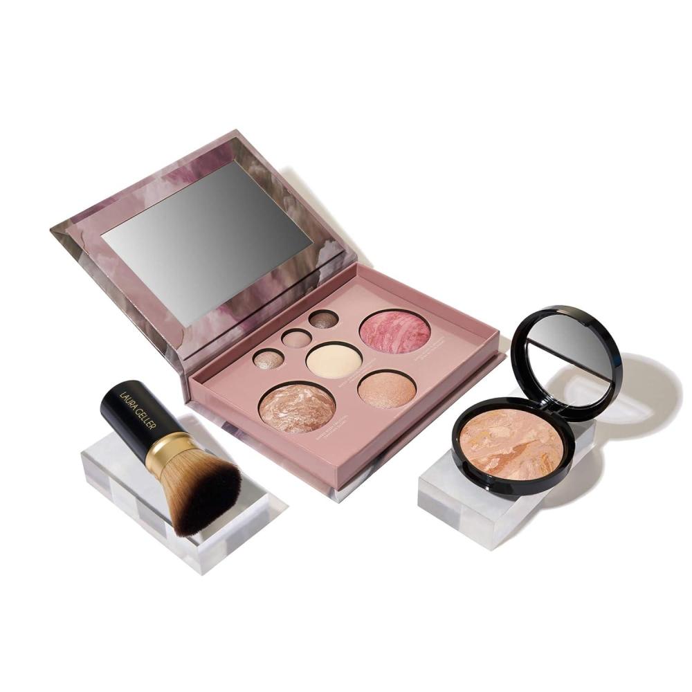 imageLAURA GELLER NEW YORK Baked Starter Kit Fair Best of the Best Full Face Palette  Baked BalancenBrighten Powder Foundation  Retractable Angled Kabuki Brush Set02 Fair