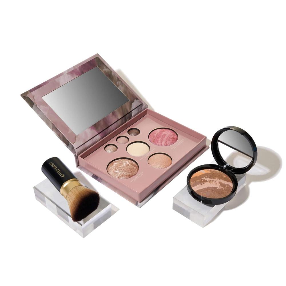 imageLAURA GELLER NEW YORK Baked Starter Kit Fair Best of the Best Full Face Palette  Baked BalancenBrighten Powder Foundation  Retractable Angled Kabuki Brush SetTan