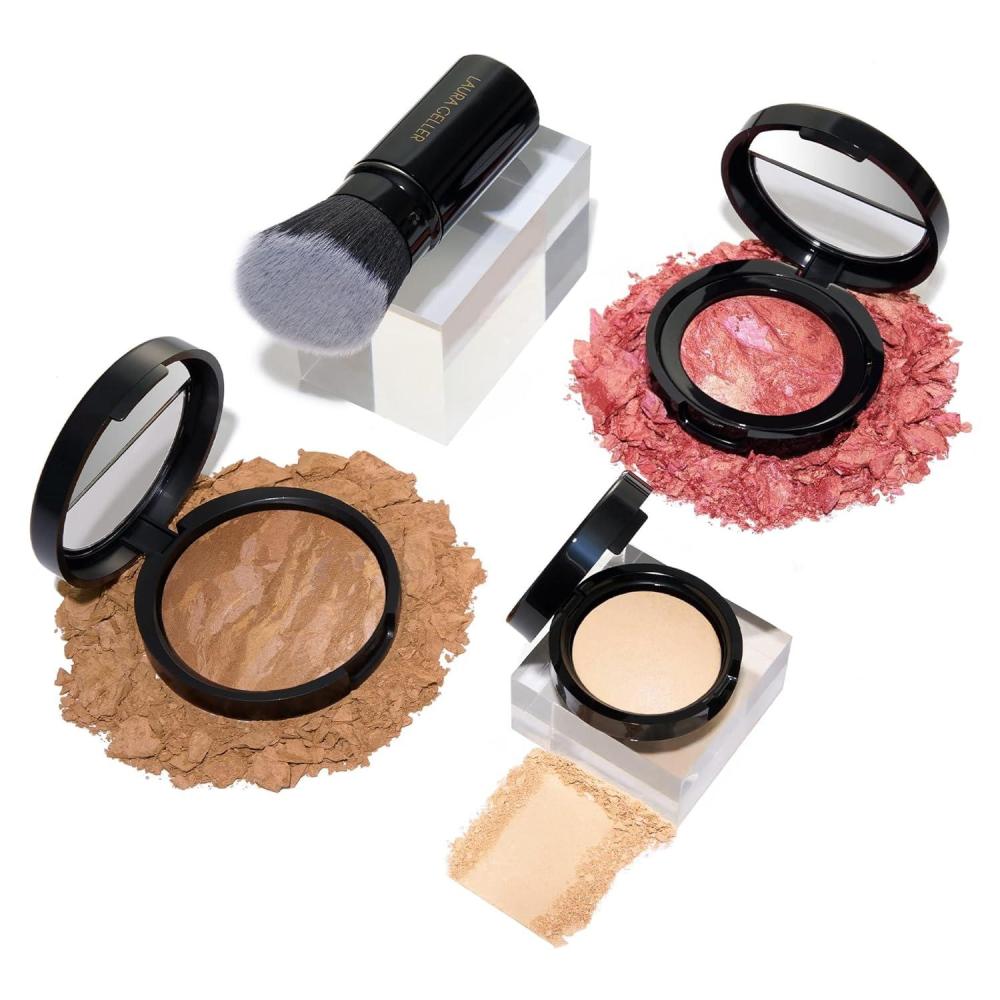 imageLAURA GELLER NEW YORK Daily Routine Kit 4 PC Baked BalancenBrighten Foundation Sand  Retractable Kabuki Brush  BlushnBrighten Tropic Hues  Original Baked Highlighter French Vanilla06 Sand  Tropic Hues  French Vanilla