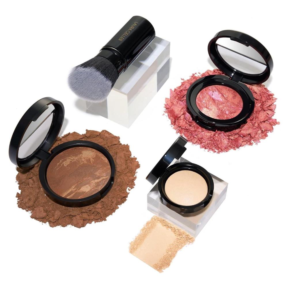 imageLAURA GELLER NEW YORK Daily Routine Kit 4 PC Baked BalancenBrighten Foundation Sand  Retractable Kabuki Brush  BlushnBrighten Tropic Hues  Original Baked Highlighter French Vanilla09 Toffee  Tropic Hues  French Vanilla