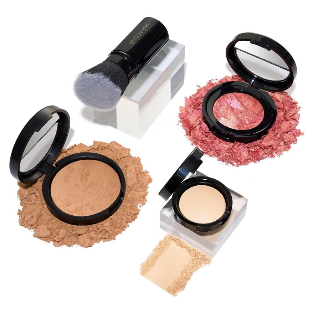 imageLAURA GELLER NEW YORK Daily Routine Kit 4 PC Baked BalancenBrighten Foundation Sand  Retractable Kabuki Brush  BlushnBrighten Tropic Hues  Original Baked Highlighter French Vanilla05 Golden Medium  Tropic Hues  French Vanilla
