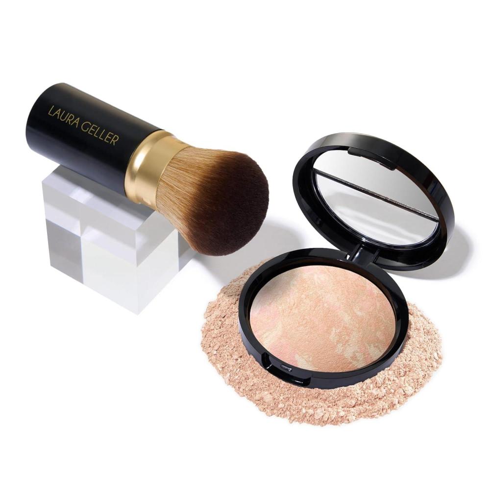 imageLAURA GELLER NEW YORK Get Glowing Kit 2pc Baked BalancenGlow Illuminating Powder Foundation Toffee  Airbrush Kabuki Makeup Brush01 Porcelain