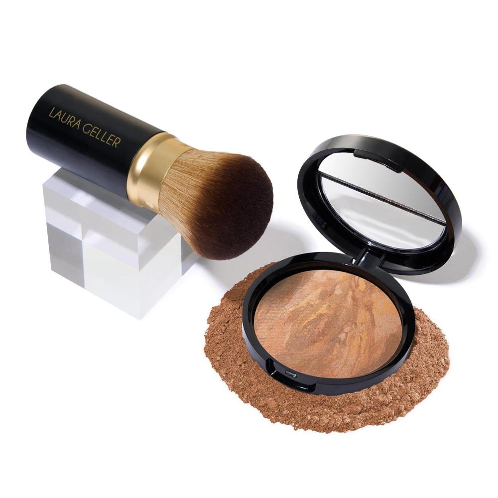 imageLAURA GELLER NEW YORK Get Glowing Kit 2pc Baked BalancenGlow Illuminating Powder Foundation Toffee  Airbrush Kabuki Makeup Brush06 Sand
