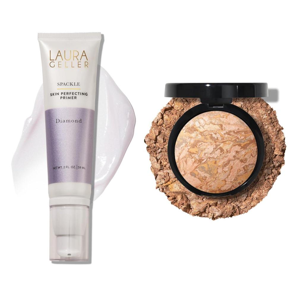 imageLAURA GELLER NEW YORK Illuminating Duo Baked BalancenGlow Illuminating Foundation Medium  Spackle SkinPerfecting Makeup Primer Diamond