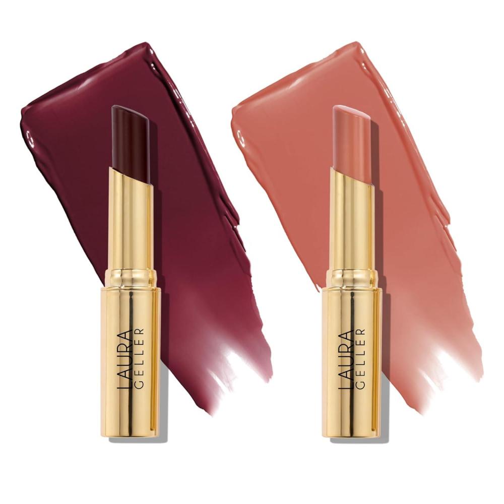 imageLAURA GELLER NEW YORK Jelly Balm Moisturizing Tinted Lip Balm  A Latte Love  Hydrating Vitamin E  SemiShine FinishVery Black Cherry  Sugar  Spice