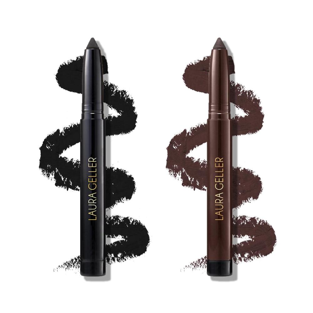 imageLAURA GELLER NEW YORK Kajal Longwear Kohl Eyeliner Pencil Duo  Deep Black ampamp Smoky Taupe  Caffeine and Vitamin E  Smooth ampamp Blendable Liner  BuiltIn SharpenerDeep Black  Smoky Taupe