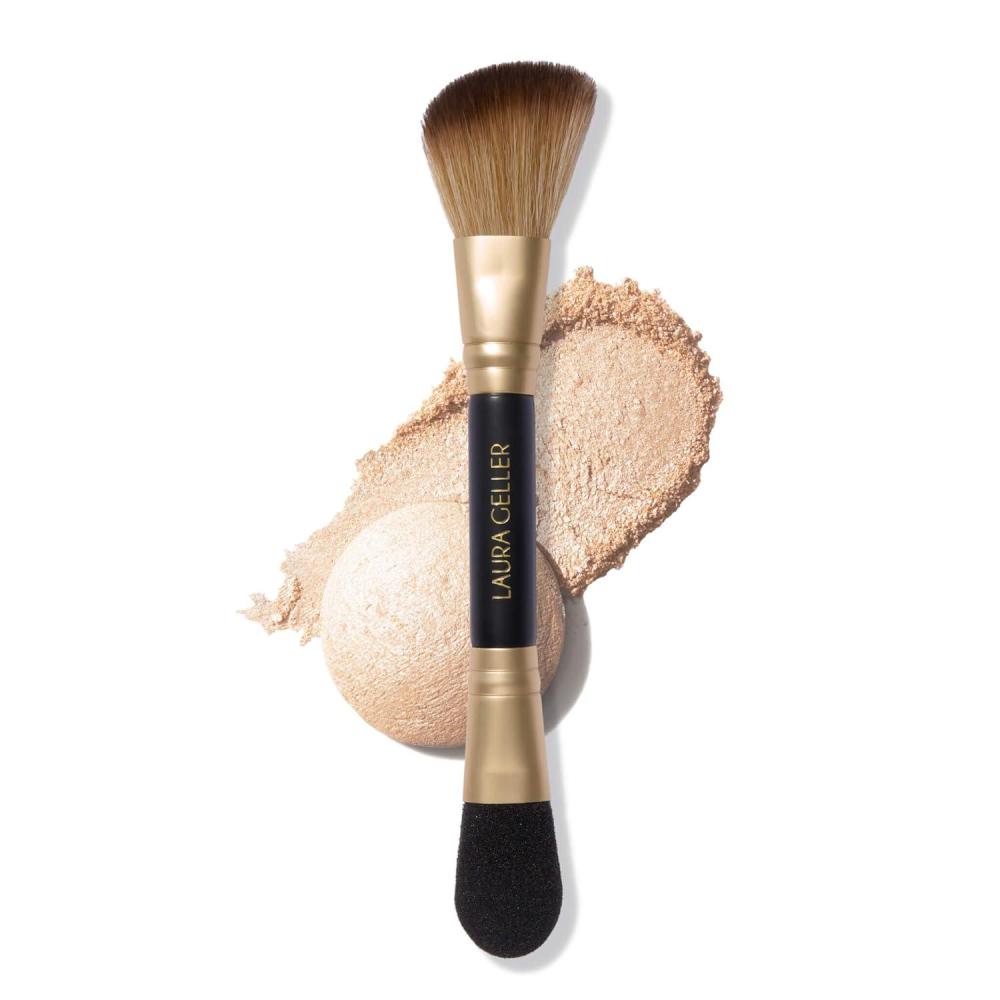 imageLAURA GELLER NEW YORK Retractable Black Kabuki Brush for Liquid Cream and Powder Face Makeup With Aluminum Handle10 DualEnded Highlighter Brush
