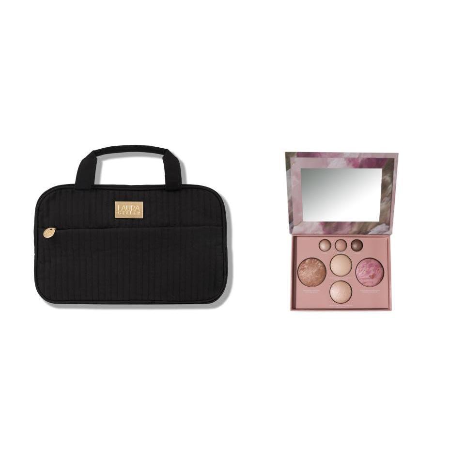 imageLAURA GELLER NEW YORK The Best of the Best Baked Face Palette and Quilted Folding Travel Makeup Bag Black