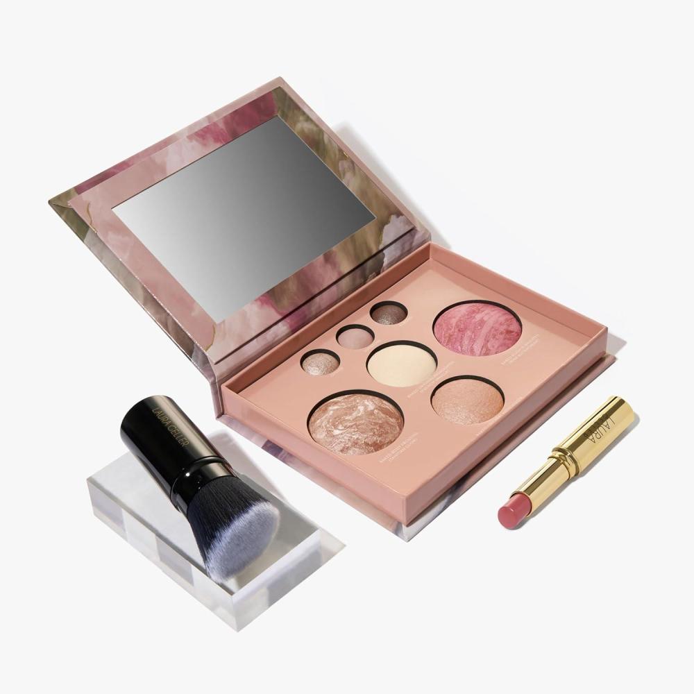 imageOwn Your Age Kit Best of the Best Palette  Jelly Balm Tinted Lip Color Just Peachy  Retractable Angled Kabuki Brush