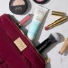 imageLAURA GELLER NEW YORK Quilted Makeup Bag with Brush Case Burgundy  Toiletry Bag Organizer for Travel  Large Capacity Full Size Makeup Bag  Easy to CleanBurgundy