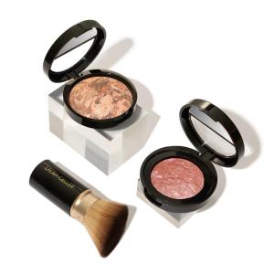 imageBlushnGlow Kit 3 PC LAURA GELLER NEW YORK Baked BalanceNGlow Illuminating CC Powder Foundation Light Retractable Kabuki Brush Baked BlushNBrighten Pink Grapefruit08 Deep  Pink Grapefruit