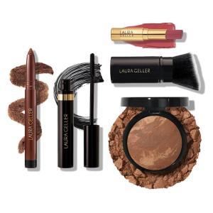 imageFinishing Touches Kit Baked BalancenBrighten Powder Foundation Toffee  Airbrush Kabuki  Jelly Balm Tinted Lip Balm Figger Than Life  Kajal Eyeliner Dark Brown  Kajal Mascara